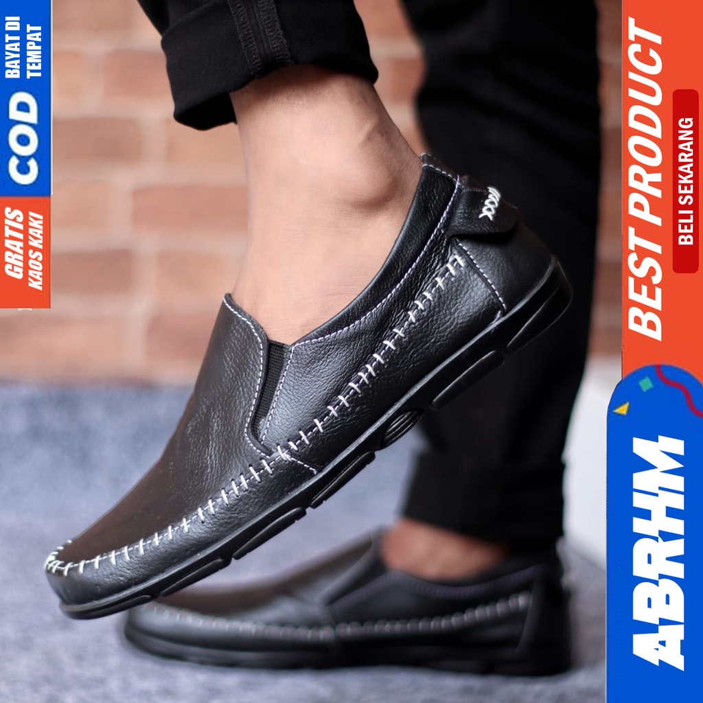 ABRHM FLUD Sepatu Formal Pantofel Kerja Hitam