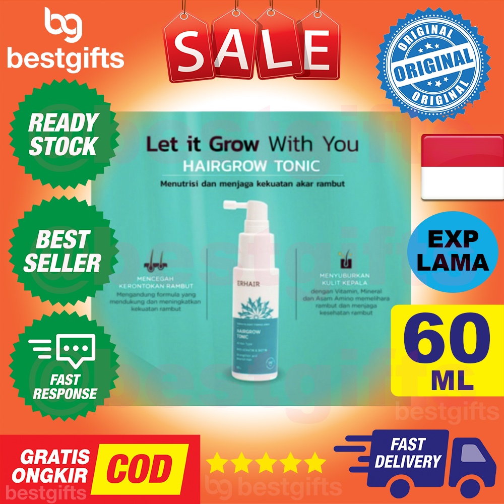 ERHA ERHAIR HAIRGROW TONIC HAIR GROW TONIK PERTUMBUHAN KEKUATAN RAMBUT BARU RONTOK BOTAK TIPIS 60 ML