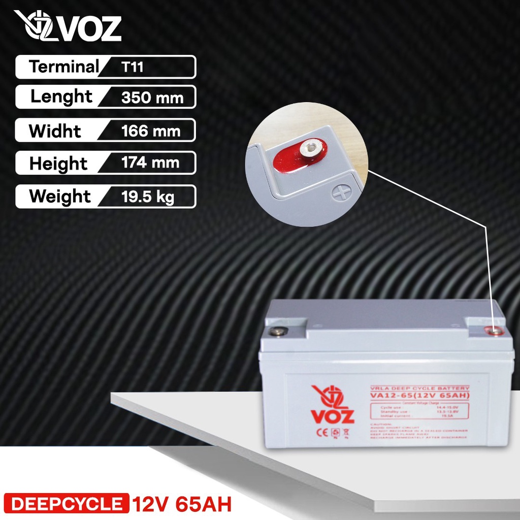 VOZ VRLA Deep Cycle 12V 65Ah  |  Aki VRLA /Aki kering