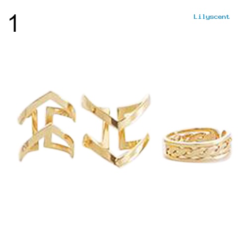 Ls 3Pcs / Set Cincin Knuckle Midi Model Terbuka Desain Anak Panah Hollow Untuk Wanita