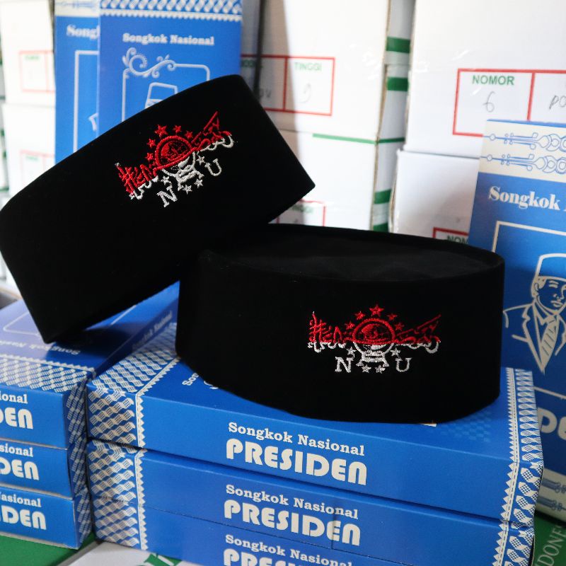 Promo !!! songkok peci hitam logo nu merah putih Presiden