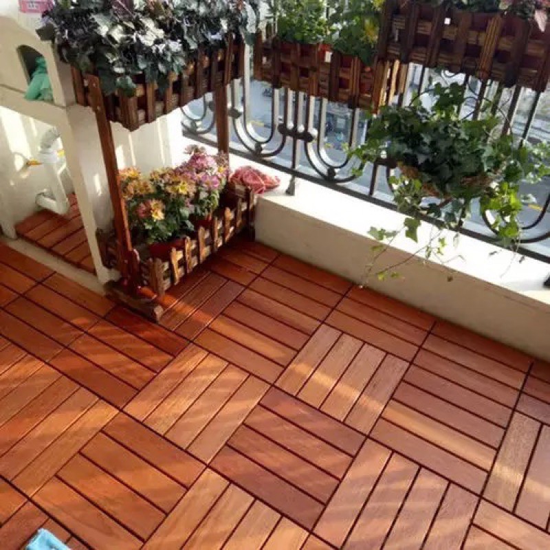 decking ubin lantai kayu buat hiasan ruangan outdoor taman dekorasi teras balkon rumah