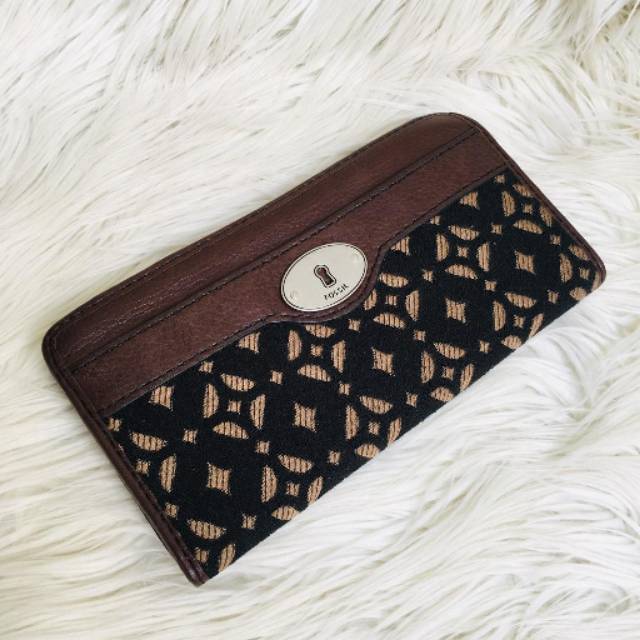 Fossil Maddox Zip Wallet Black Pecan