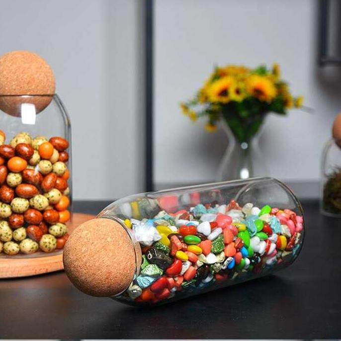 (VIRAL) Toples Kaca Unik Tutup Kayu Wadah Susun / Tempat Penyimpanan Gula Teh Kopi Tepung Bumbu Dapu