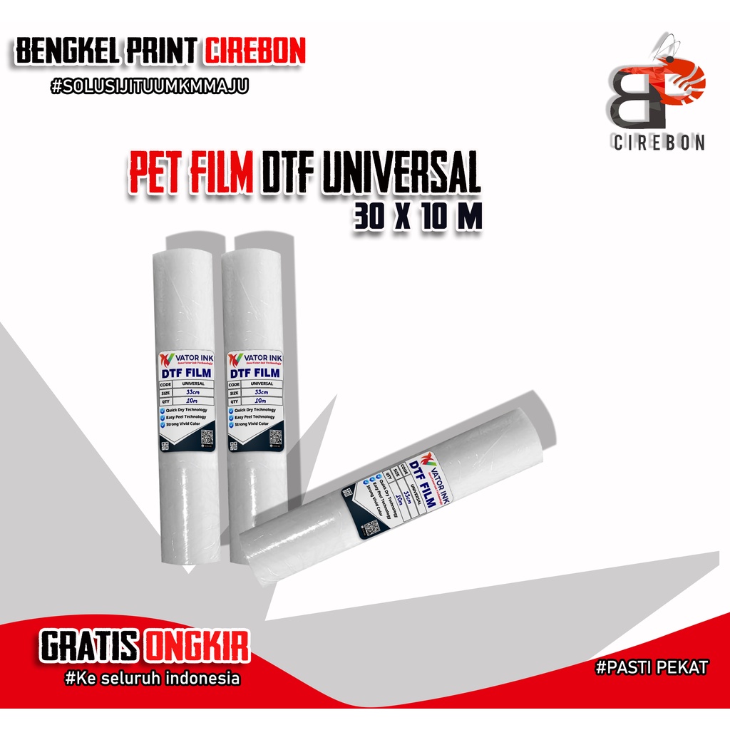 

Kertas Transfer PET Film DTF Vator Universal 10m