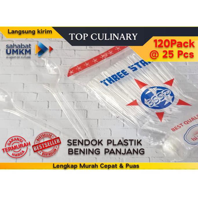 sendok plastik bening panjang / sendok makan