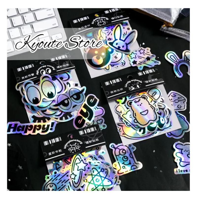 

Sticker Dekorasi Lucu Laser Hologram Pelangi Scrapbook DIY Bujo Planner Journal Dekorasi