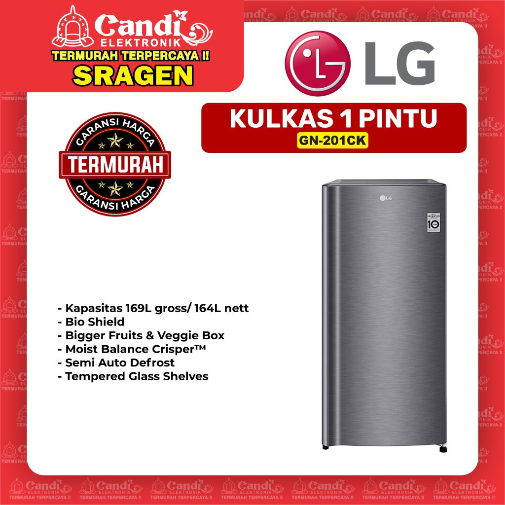 LG Kulkas 1 Pintu 164 Liter  - GN 201CK