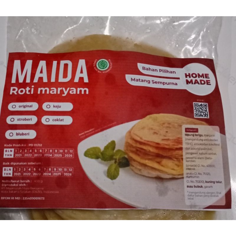 

MAIDA Roti Maryam Original Frozen 5 pcs diameter 14 cm