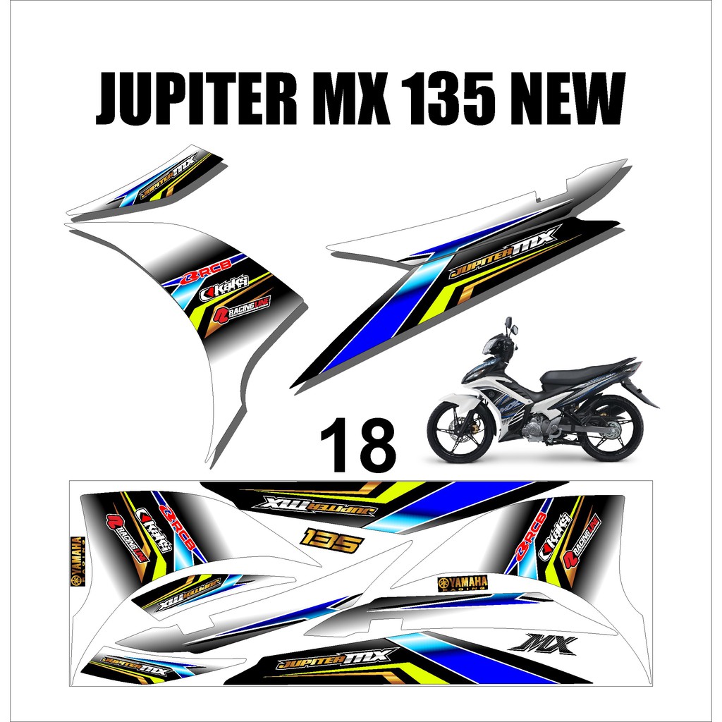 Stiker Sticker Striping Lis Variasi Yamaha Motor MX NEW 135 Keren Murah Desain DS MXN – 18
