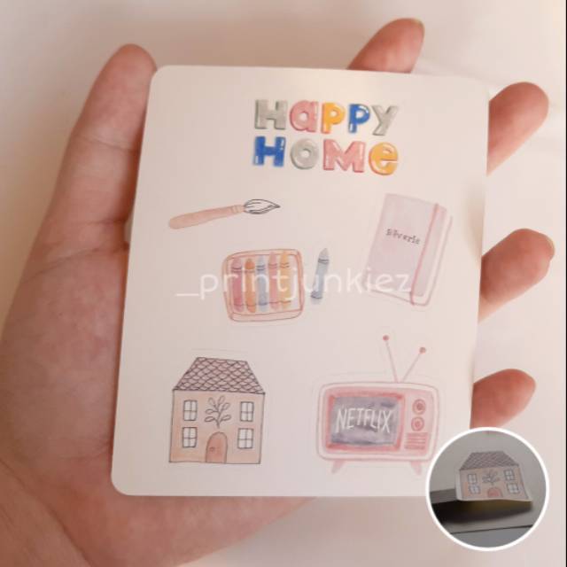 

Aesthetic Sticker Set (happy home) || siap tempel || printjunkiez