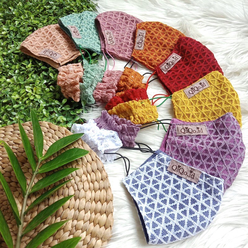 Masker qiqo waffle brukat by QIQO.ID