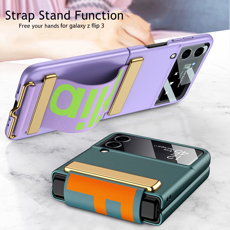 Case Pelindung Handphone Dengan Strap Pergelangan Tangan Untuk Galaxy Z Flip3