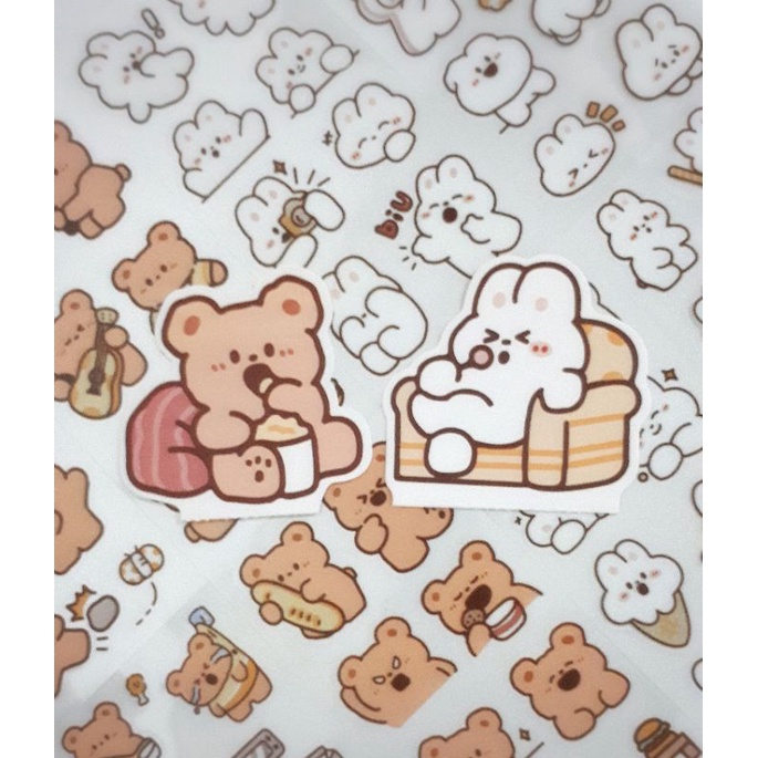 

Floralwhite 1 lembar stiker lucu beruang kelinci dekorasi jurnal diary / cute bear rabbit decoration sticker scrapbook case tumblr