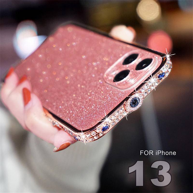 Case Bumper Metal Aluminum Hias Kristal Berlian Imitasi Glitter Untuk Iphone 13 12 11 Pro Max XS Max Xr X XS