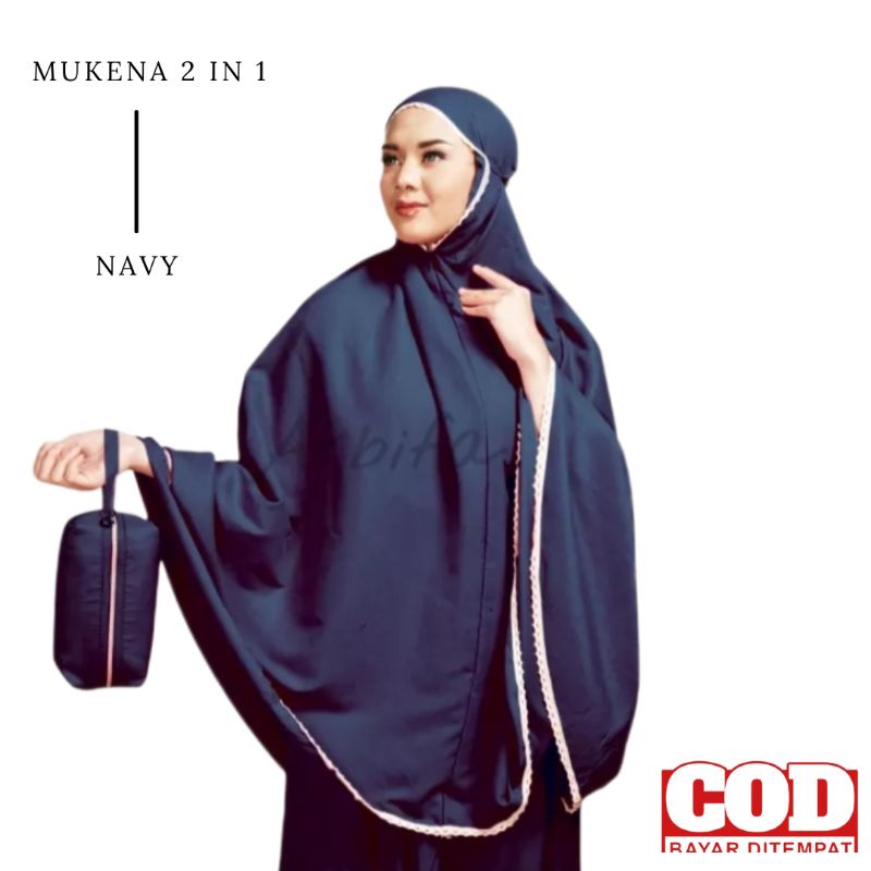 Mukena traveling 2 in 1 ponco katun mikro renda