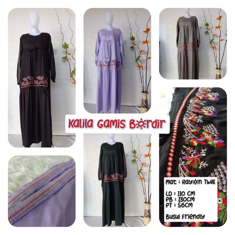 GAMIS BORDIR PREMIUM MOTIF ETNIC BUSUI RAYON TWILL KHAS TASIKMALAYA | KALILA DRESS