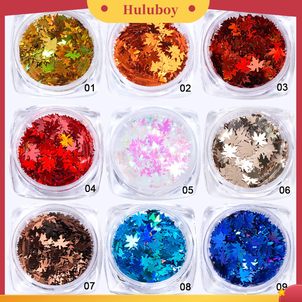 Huluboy Huluboy♡ Payet Glitter Bentuk Daun Maple Warna Gradasi Untuk Dekorasi Nail Art