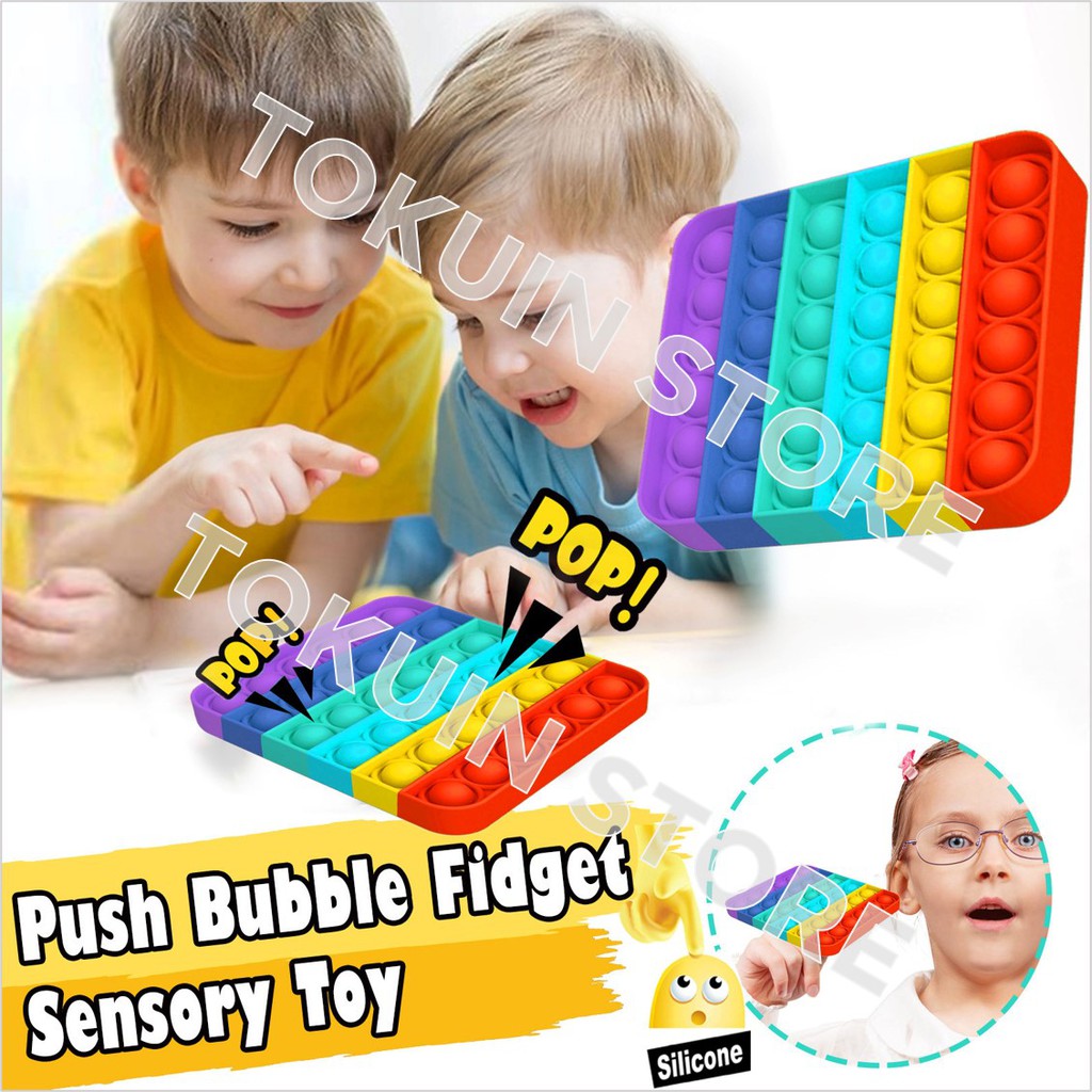 Fidget Toy Pop It Rainbow Popit Murah Mainan Anak Push Pop It Unicorn Dino Bubble