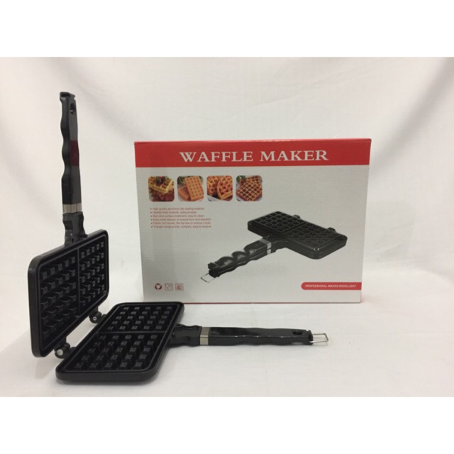 Die Cast Belgian Waffle Pan Teflon Cetakan Kue Waffle | Waffle Maker Portable | Pembuat Waffle Cetak Sarapan