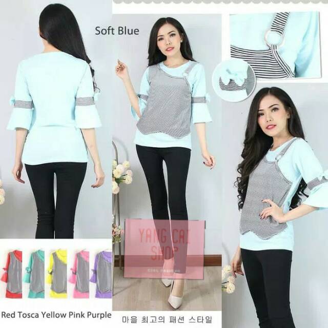 BAJU ATASAN BLOUSE WANITA MURAH ROMPI DEPAN