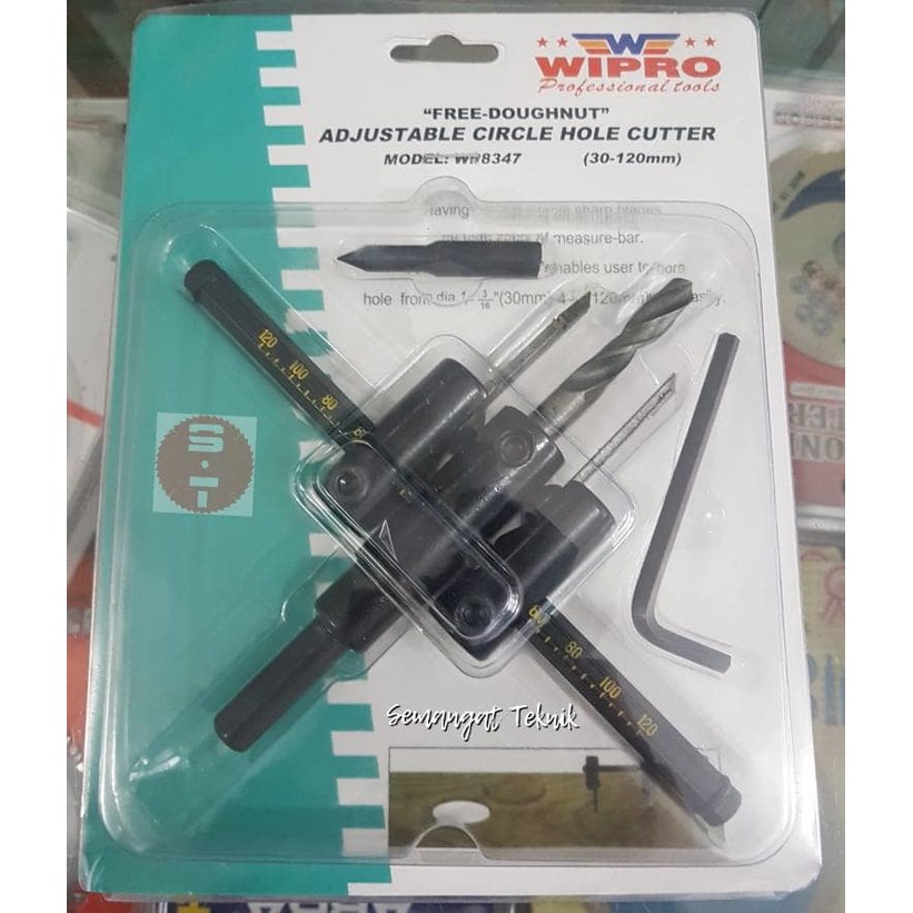 

ADJUSTABLE CIRCLE HOLE CUTTER 30-120mm MATA PELUBANG 30 - 120mm WIPRO