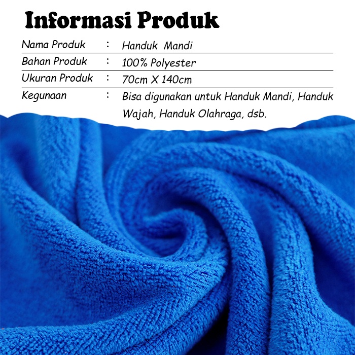 handuk dewasa biasa 70cmx140cm / Handuk mandi mikrofiber tebal lembut import ukuran 70*140cm polos motif (H4)