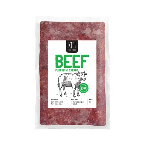 

Pet Republic KIN Dogfood RAW Beef Pumpkin and Carrot 1kg