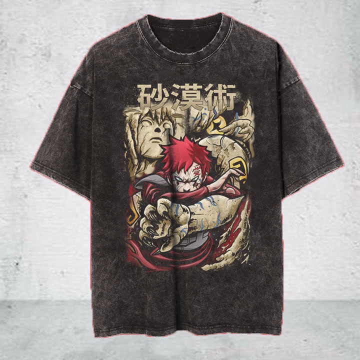GAARA ANIME MANGA VINTAGE WASH TSHIRT | KAOS ANIME VINTAGE