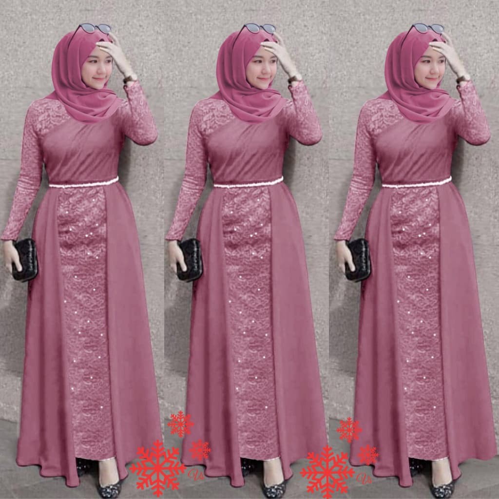 SMARTDN Hot Sale gamis pesta maxi dress lovena dusty brukat jersey tiara mx lak vt