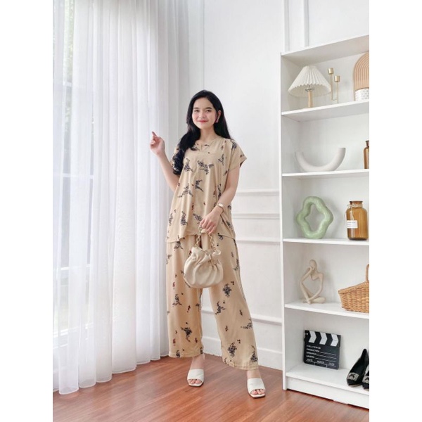 Wan Set Kekinian Wanita Pakean Pakaian Setelan Rayon  Premium Terlaris Daster Duster Piyama Viral Fi