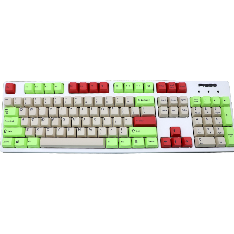 104-key PBT Sublimasi Keyboard Mekanik Karbon Besar Keycap Cherry Axis OEM Tinggi Merah Hijau Abu-abu Keyboard Mekanik Keycap