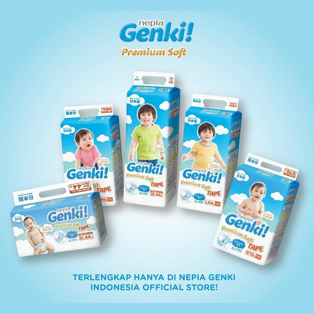 Nepia Genki Premium Soft Tape S72 Popok Perekat Bayi S72 Diaper Bayi