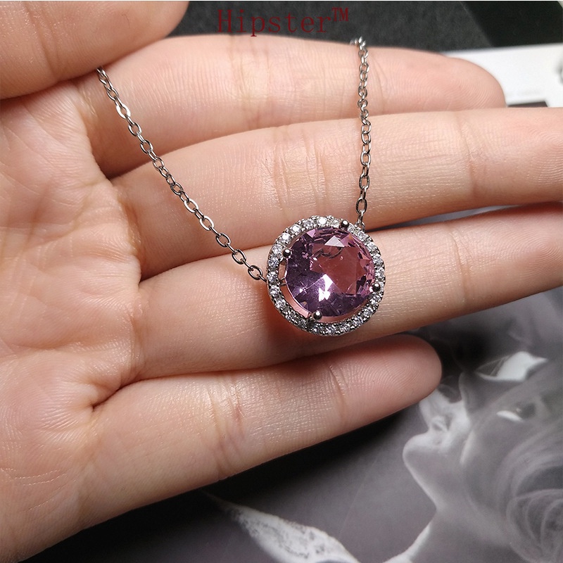 Affordable Luxury Fashion Inlaid round Fully-Jeweled Crystal Pendant Necklace