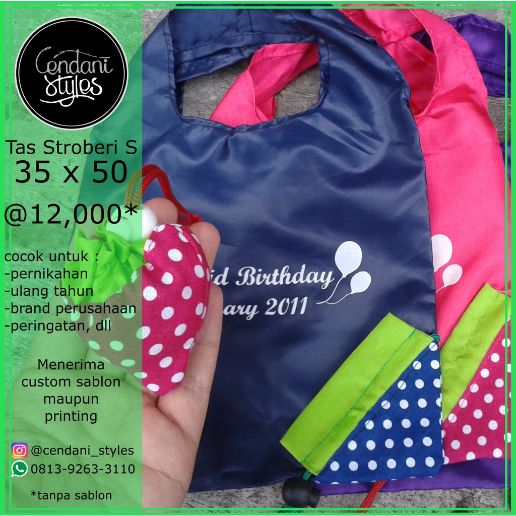 tas model stroberi XL sintex kekinian sovenir jogja murah custom design cantik unik lucu