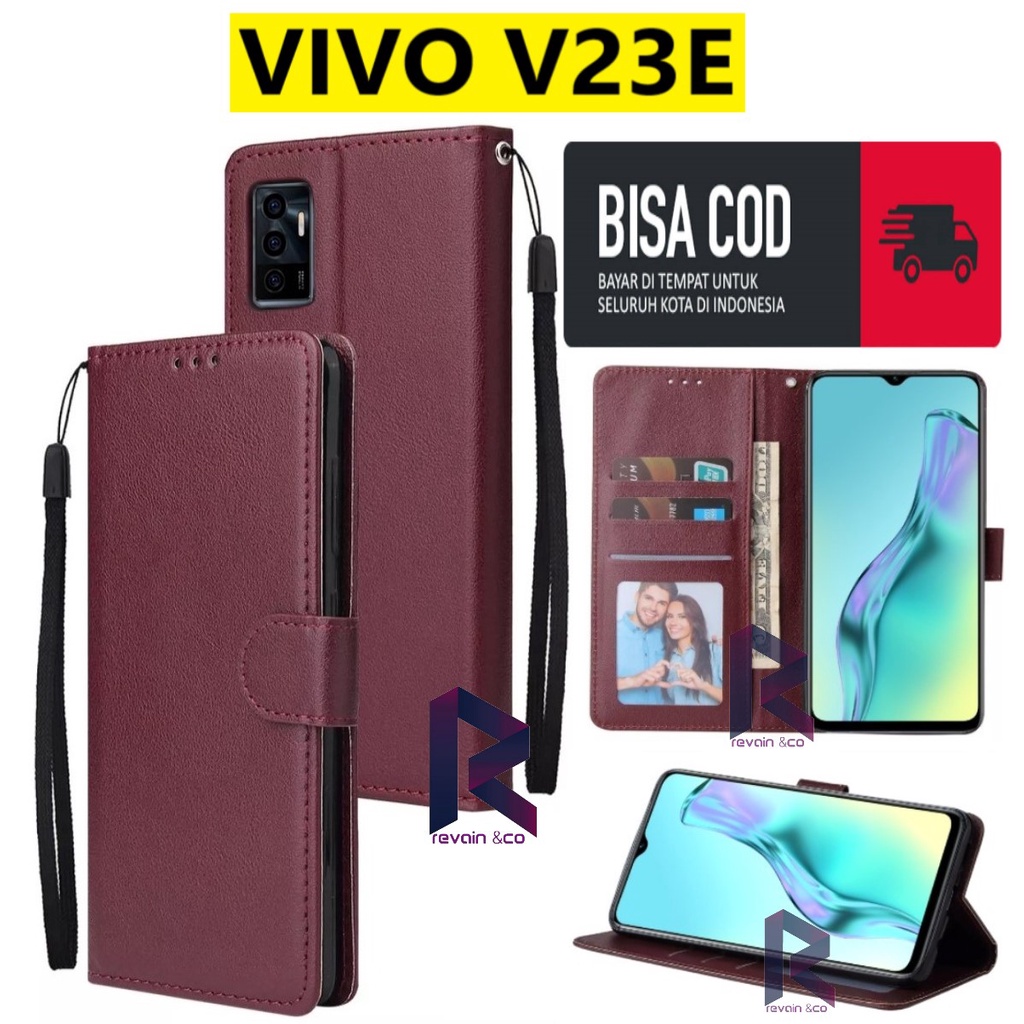 CASE VIVO V23E FLIP WALLET LEATHER KULIT PREMIUM SARUNG BUKA TUTUP FLIP CASE VIVO V23E