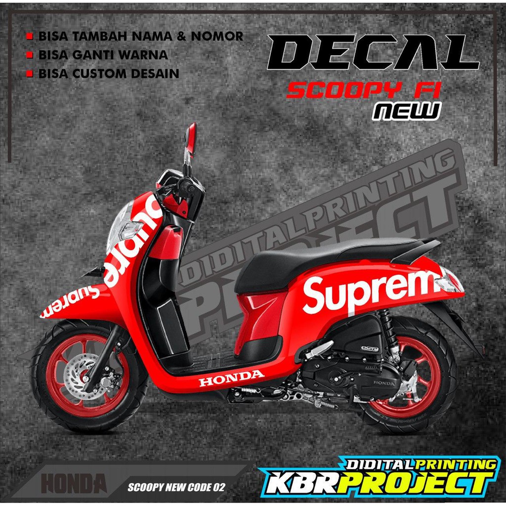 DECAL SCOOPY NEW STICKER VARIASI MOTIF SUPREME DECAL MOTOR HONDA SCOOPY NEW CUSTOM BEBAS BISA Shopee Indonesia