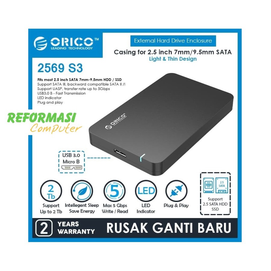 ORICO 2569S3 Portable 2.5 inch SATAIII to USB3.0 HDD Enclosure