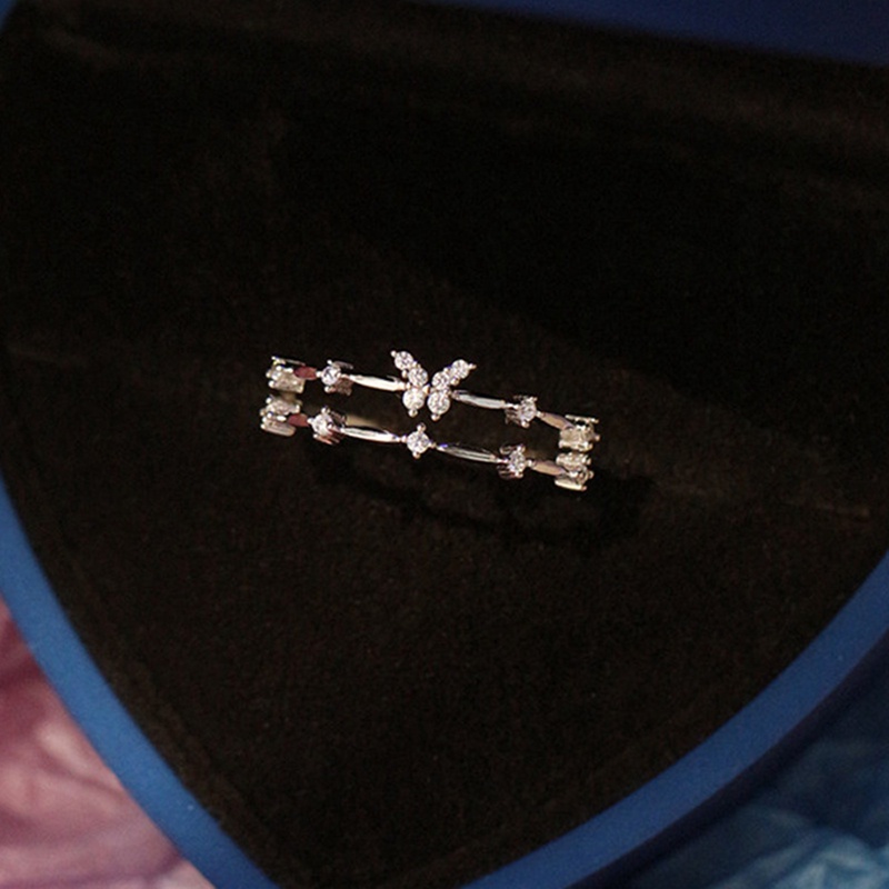 Cincin Lapis Emas 18k Model Butterfly Cubic Zircon Untuk Wanita