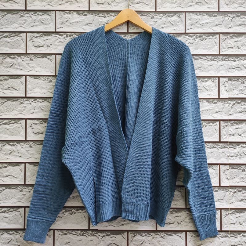Cardigan Rajut OVERSIZE BATWING/Cardigan Rajut Wanita Tebal PREMIUM STORE09 MURAH-Denim