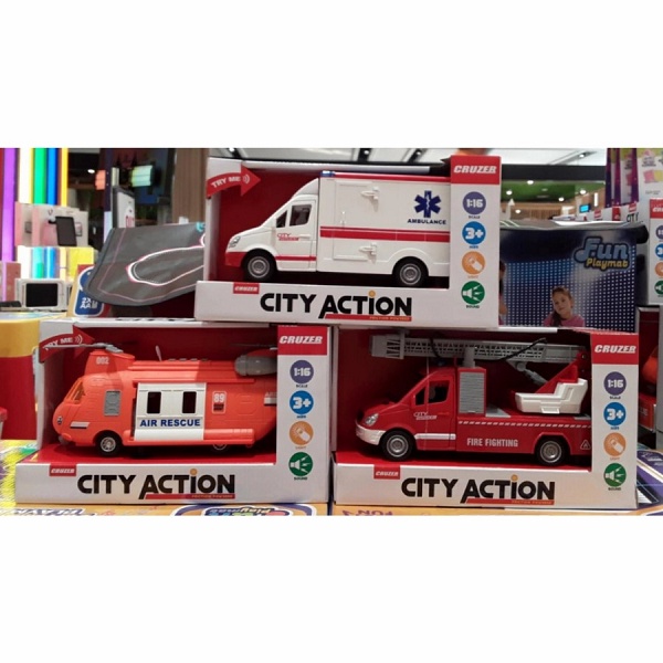 sale mainan: Cruzer City Action Air Rescue / Ambulance / Fire Fighting Sound & Light Original
