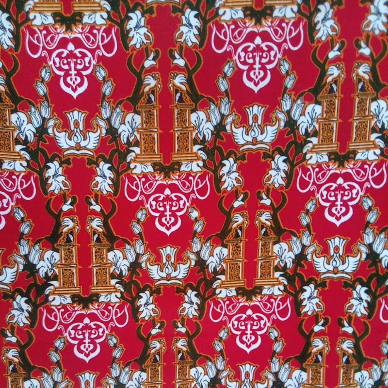 Batik motif Gapura merah / Bahan Batik meteran / bahan seragam sekolah