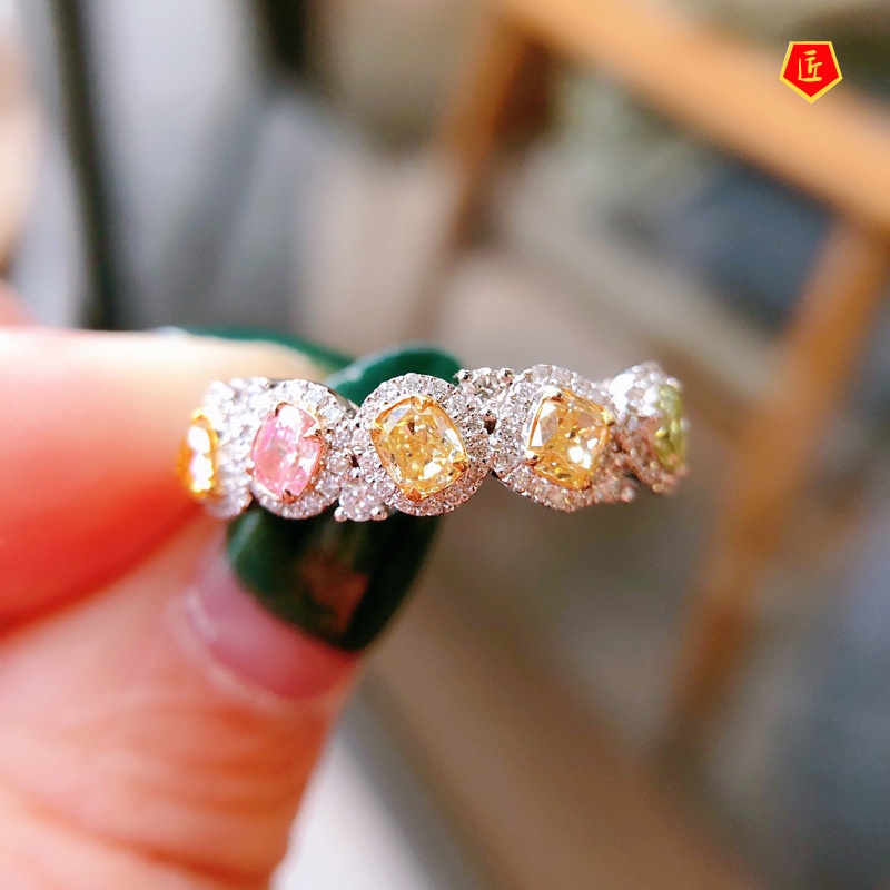 [Ready Stock]Natural Colorful Crystals Stackable Ring Advanced Design