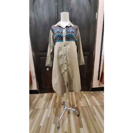 BAJU KEMEJA TUNIK PEREMPUAN WARNA COKLAT SUSU