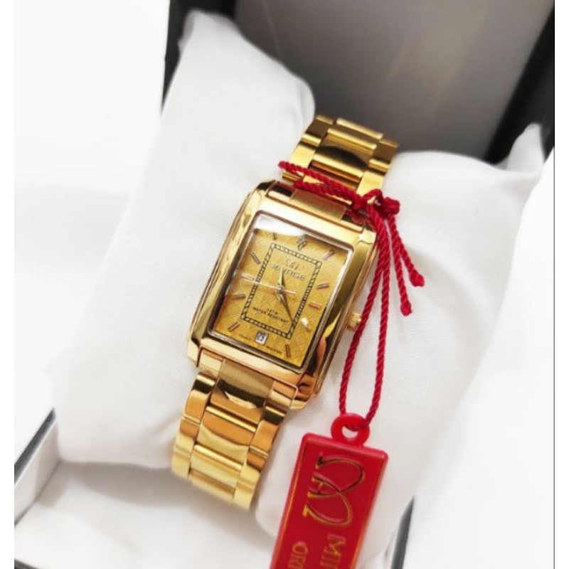 jam tangan wanita;MIRAGE M7738BSP-Lsegi gold~ORIGINAL WATER RESISTANT~TGL~STAINLEES