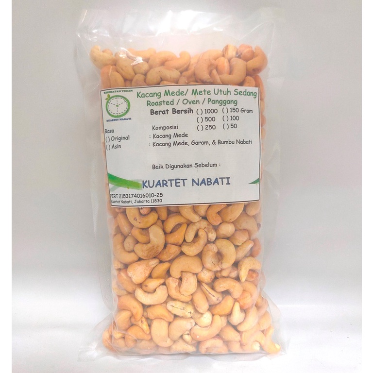 

1000gr Roasted Kacang Mede Utuh Size Sedang / Super - Mete Sulawesi Varian Rasa Original / Asin / Aktivasi