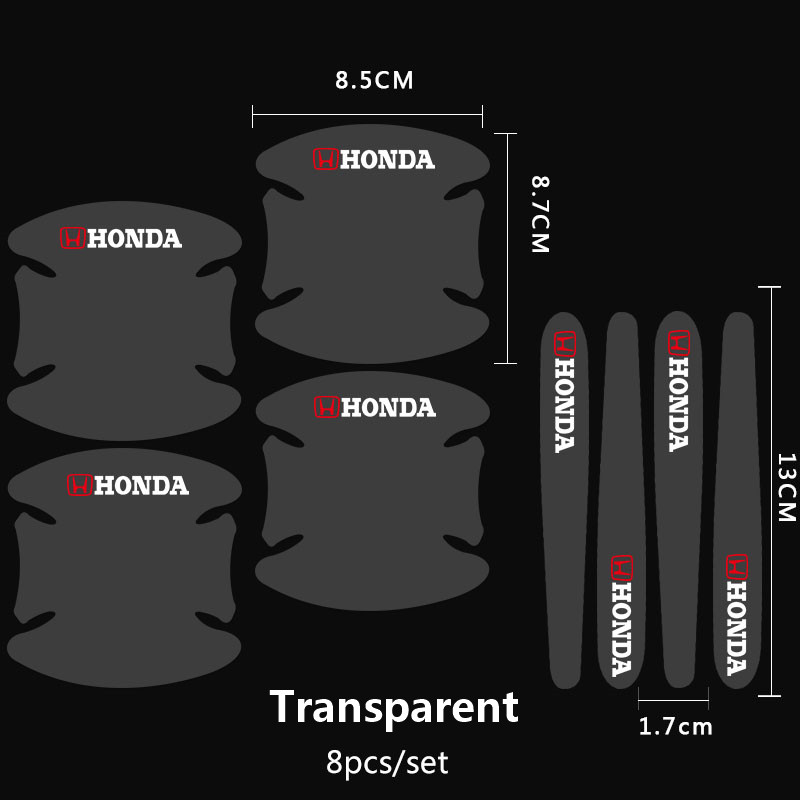 8Pcs Honda Logo Carbon fiber Handle Protection Film For Gank Win Brio Beat freed Genio Ladv City