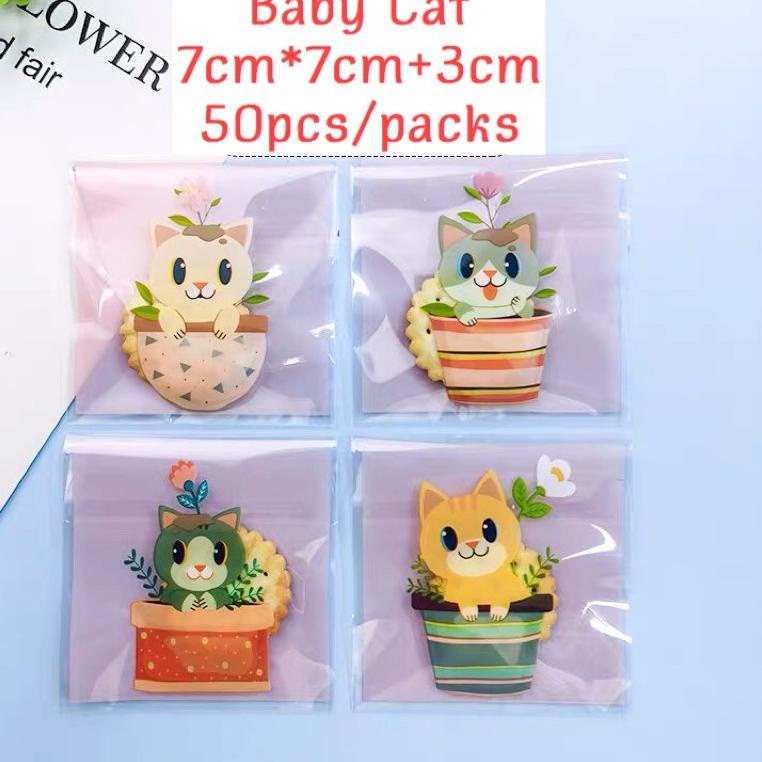 

[PRODUK KYFJJ] 100pcs Plastik cookies 7x7 plastik kue lucu animal character plastik packing cookies SZE