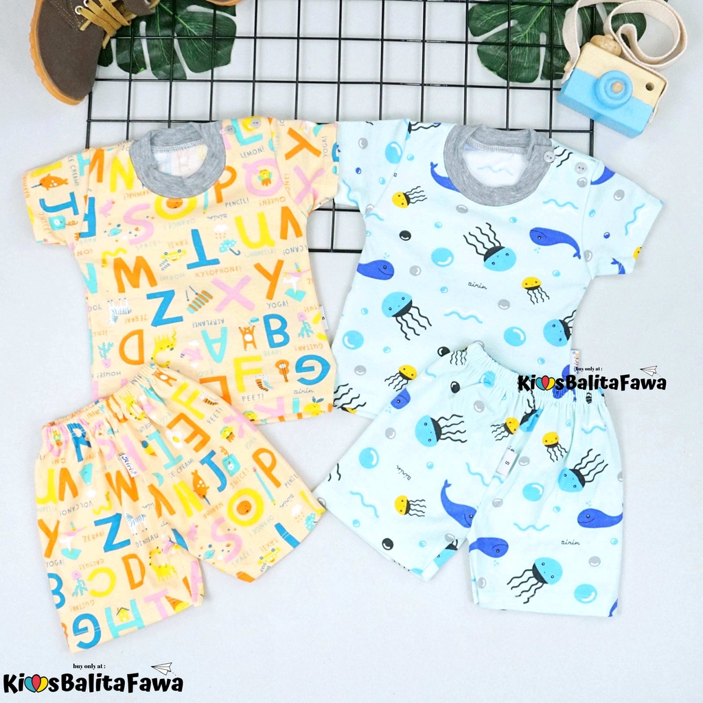 1 Set Setelan Standar SNI Baby New Born / Lengan Pendek Celana Baju Bayi Kaos Import Kancing Adem