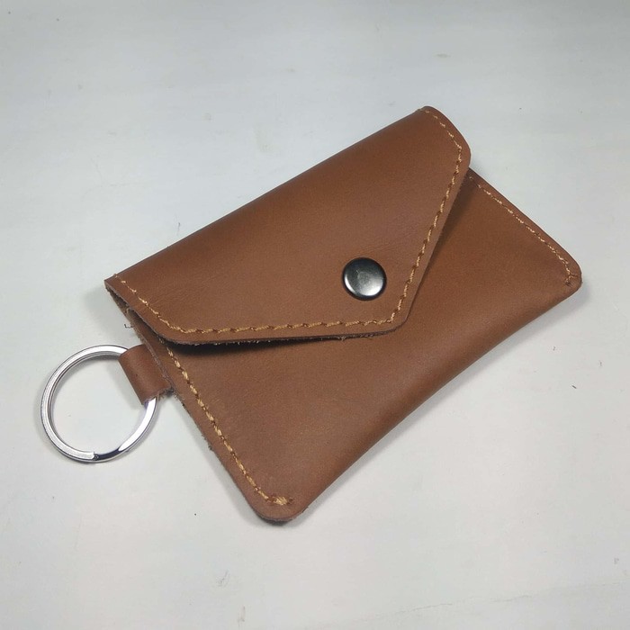 dompet stnk kulit asli - gantungan kunci kulit tan